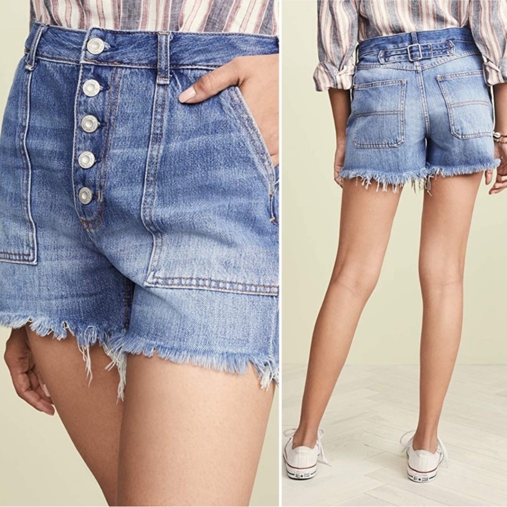 We the Free Medium Wash Jesse Carpenter Button Fly Cutoff Shorts Size 27
